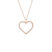 Artisan Handmade 14K Solid Gold Heart Genuine Diamond Pendant / Necklace Mothers Gold Heart Pendant, Love Necklace Heart Pendant - 0.13 cttw