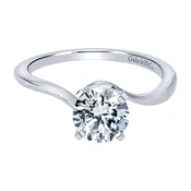 14k White Gold Solitaire Engagement Ring Mounting