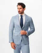 Athletic Fit Stretch Blazer - Light Blue Plaid