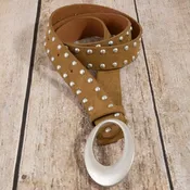 Double Studded Trim Vegan Leather Belt