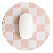 Beige Pink Checkerboard Mousepad