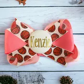 Basketball Glitter Hair Ponytail Clip, Match School Colors, Pink