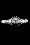 14k Solid White Gold and Natural Pearl Ring