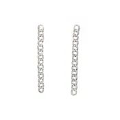 14k White Gold Diamond Curb-Link Drop Earrings