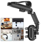 1080° Multifunction Sun Visor Car Phone Holder - multi joint Flexible adjustment Car Phone Holder, Rotatable and Retractable Car Phone Holde, Sun Visor Cell Phone Holder Compatible with All Phones (Black)