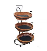 3-Tier Large Floor Display with 3 Oval Willow Baskets -Mesh (Exc. Shipping)