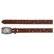 ARENA ACE 2520791604 BOYS BELT BROWN SCROLL W/GREY INLAY