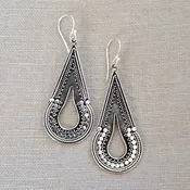 .925 Sterling Silver long Drop Earrings from Bali
