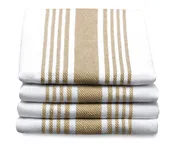 Beige Stripe Kitchen Towels  Set of 4