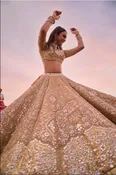Abhinav Mishra Floral Motif Tissue Lehenga Set
