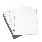10 5/8" x 8 1/2" - 15# 1-Ply Continuous Computer Paper (3,500 sheets/carton) No Vert. Perf - 1/2" Green Bar
