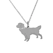 Golden Retriever (New) Sterling Silver Rhodium Plated Pendant with Glitter Collar