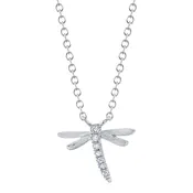 0.03CT 14K W/G DIAMOND DRAGONFLY MATTE NECKLACE