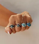 Opal Inlay Eye Burst ring