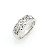 3 Row Diamond Band Ring in 14K White Gold