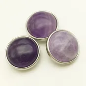 18MM Amethyst Gemstone February Birthstone Snap Charm