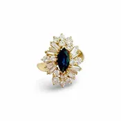 14K Gold Sapphire & Diamond Ring