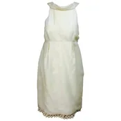 J Mendel ivory silk pearl hem sheer bodice mini dress