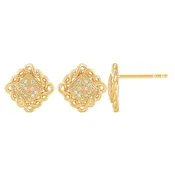 0.04 ct White Diamond Round 10K Yellow Gold Earrings