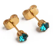 4mm Cubic Zirconia Birthstone Earrings in Gold - December