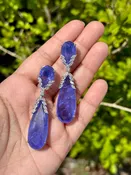 Blue Double Teardrop Crushed Earrings