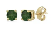 14K Stud Earrings With = Round 4mm Genuine Emeralds
