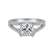 14K White Gold Diamond Double Band Engagement Ring