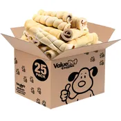 ValueBull Beef Cheek Roll Dog Chews, Jumbo 9-10 Inch, 25 Count Bulk Pack