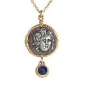 Ancient Coin &  Sapphire Pendant