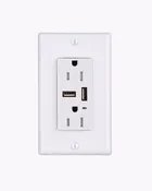 15 Amp Dual USB Charger Duplex Tamper Resistant Receptacle 125V 3.1 Amps