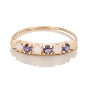 Blue Iolite and Opal Stack Ring
