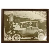 Antique Framed Gas Station Photograph