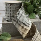 09-2336 RIBBON 10 YDS CROSS CHECK TAUPE-SILVER (10399)
