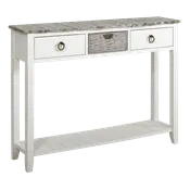 2 Drawer Entry Table with 1 Basket Boardwalk Top and Plank Shelf AW