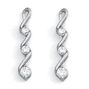 0.10 CTW Round Diamond Three Stone Earrings