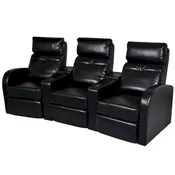 3-Sitzer Heimkino Relaxsofa - Schwarzes Kunstleder