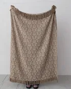 60"L x 50"W Woven Recycled Cotton Blend Jacquard Throw with Floral Pattern & Fringe