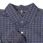 Long sleeve men's dress shirt (L) in dark blue black swirl stripe in  handwoven cotton and silk — kokovenice.com