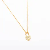 14K Gold Plate Alicia Lock Charm Necklace
