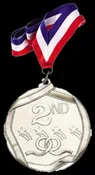 2nd Place Silver Sports Sports Medal with Neck Ribbon