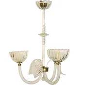 3-Arm Clear Murano Chandelier with Leaves