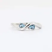 Aquamarine Wave Ring, 0.29cttw Aquamarine in 14K White Gold