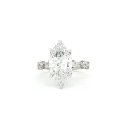 14k White Gold Marquise Diamond Ring with Accent Stones
