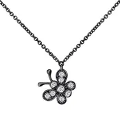 14k Diamond Butterfly Black Rhodium Necklace (0.33.ct.tw)