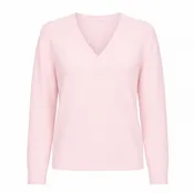 100% Cashmere L/S Shrunken V-Neck- Rose Petal