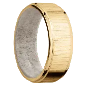 10K Yellow Gold + Treebark1 , Polish Finish + Antler