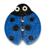 18mm 2 hole Wood button Ladybug Blue