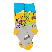 Alien Stealing a Hamburger at a BBQ Socks from the Sock Panda (Adult Small -  Shoe Sizes 2-5)
