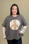 2 in 1 Lace L/S Peace Patch Top