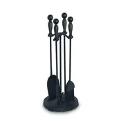 5 Piece Iron Ball Matte Black Fireplace Tool Set